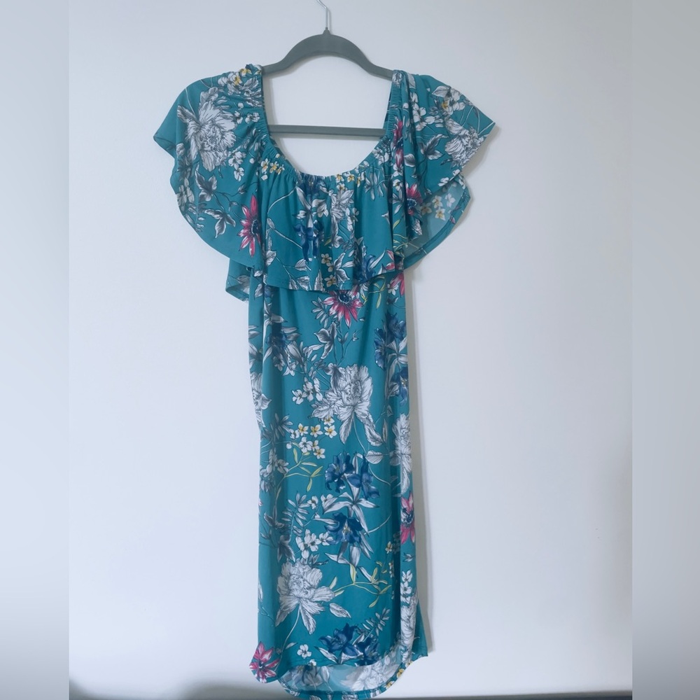 My bump maternity summer floral dress teal size small